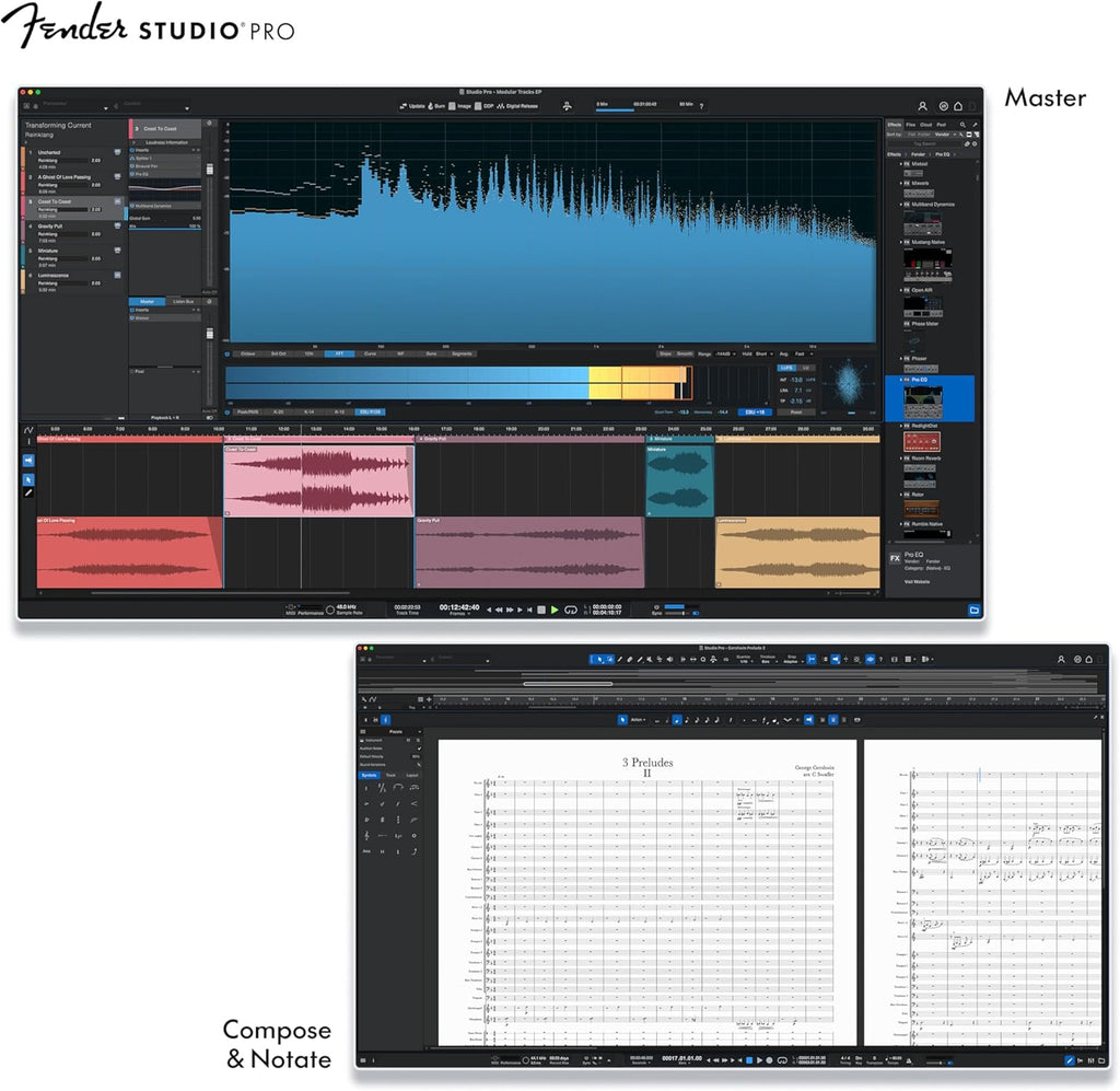 Fender Studio Pro 8 — Perpetual License Upgrade PC/Mac Online Code Full Music Production Software, Digital Audio Workstation, Guitar Recording Software, Fender Amp Modeling, Audio-to-MIDI Tools, Mix & Master, Unlimited Tracks