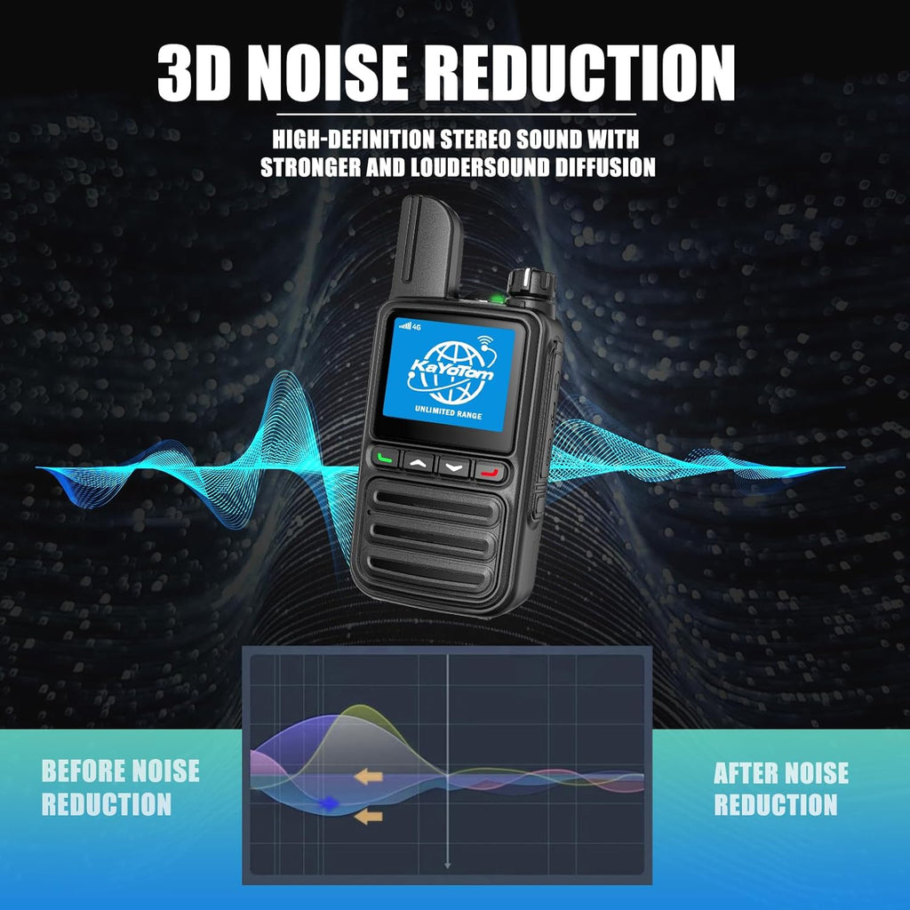 KAYOTOM Lifetime Free Unlimited Range Rapid Global Walkie Talkies PTT Push-to-Talk Over Cellular Nationwide 5000+ Miles POC 4G LTE Handheld Long Range Two Way Radio for Team Management (2Pack and SIM)