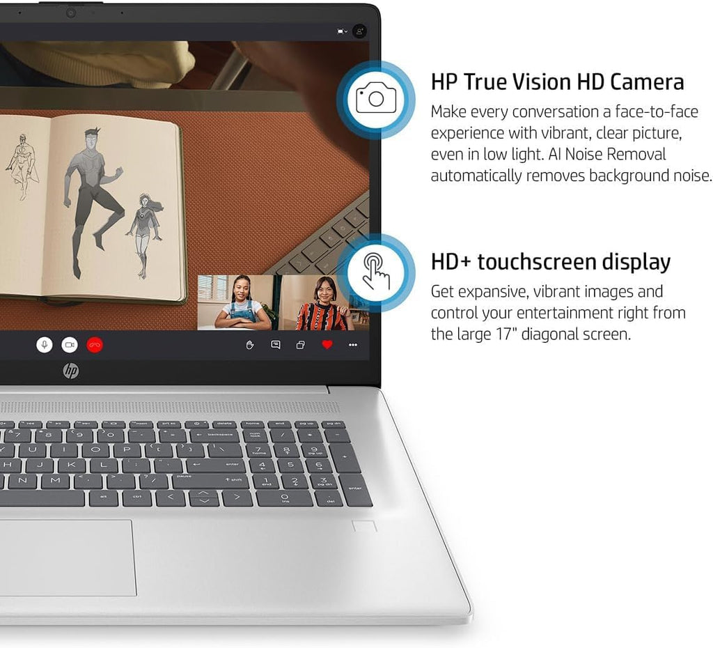 HP Business Touchscreen Laptop 17 inch, Intel 10-Core i7-1355U(up to 5.0 GHz), 32 GB RAM, 1 TB SSD, Intel Iris Xe GPU, WiFi 6, Fingerprint, MS Office Pro License, Win11 Pro (Renewed)