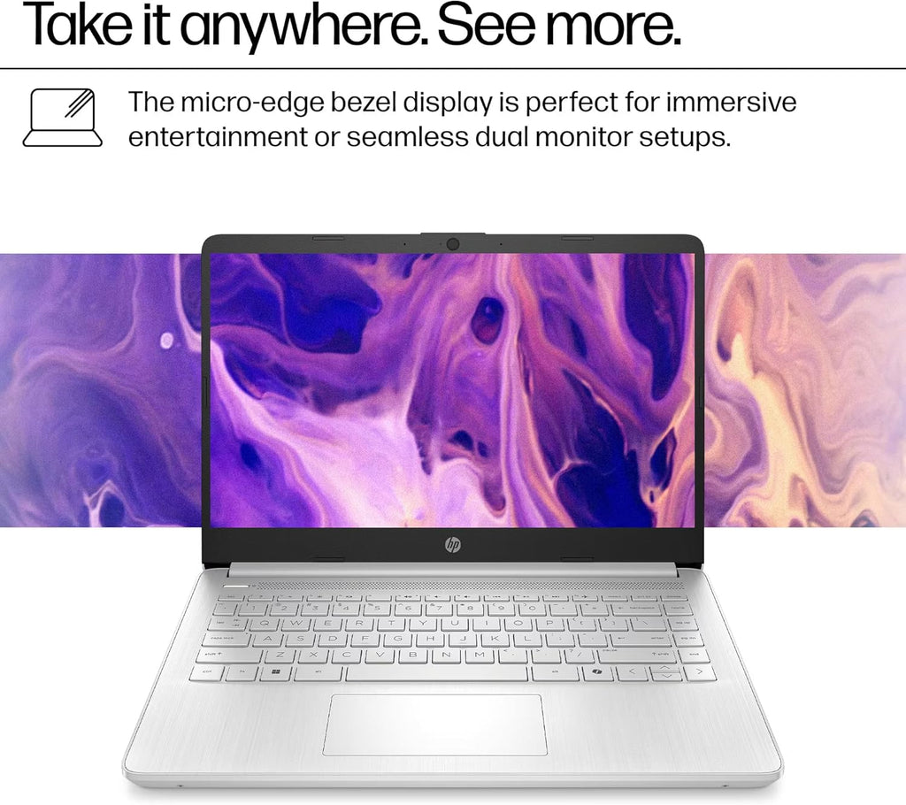 HP 14” Laptop Ultra-Portable Computer 2026 Student Business, MS Office, Copilot AI, Intel 4-Core CPU, 4GB RAM, 628GB Storage (128GB UFS+500GB Ext), Long Battery, MaxsolAccessory, Win 11 Pro, Rose Gold