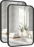 2-Pack 24x36 Inch Matte Black Bathroom Vanity Mirrors | Flush Mount Deep Set Metal Wall Mirror for Over Sink | HD Shatterproof Glass, Rustproof