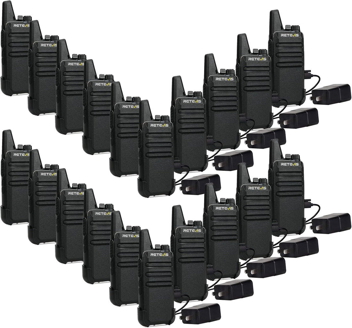 Retevis RT22 Walkie Talkies Mini, Rechargeable Two Way Radio Long Range, 2 Way Radio Small, Portable VOX, for Business Commercial Work School Church Restaurant (20 Pack,Black)