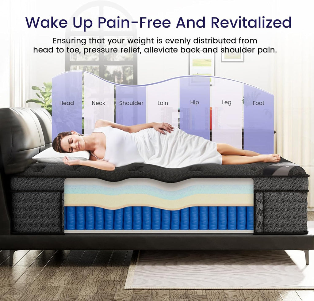 FANSACE Firm King Size Mattress (High-End Upgraded) Hotel-Level Luxury 18 Inch Hybrid King Mattress in A Box, Cooling-Gel Memory Foam & Pocket Springs, Back Pain, Extra Edge Support, 365-Night Trial