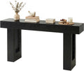 DUMOS 63 Inches Console Farmhouse Table for Entryway, Long Console Table Behind Couch, Solid Wood Narrow Entryway Table for Hallway, Living Room, Foyer, Entrance, Easy Assembly, Black