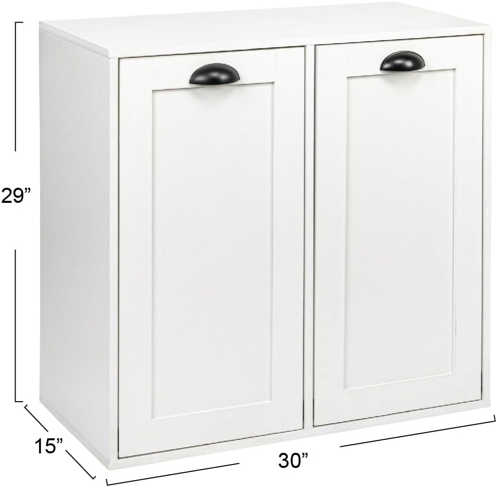 Household Essentials Laundry Sorter Cabinet, Scandi White Finish