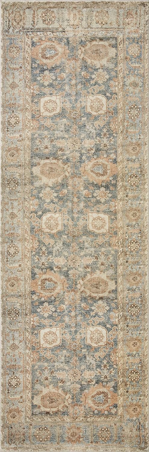 Loloi Margot Collection MAT-03 Ocean/Spice 7'-6" x 9'-6" Area Rug feat. CloudPile, No-Shed Easy Clean Large Patterned Area Rug for Living Room, Bedroom, Dining Area