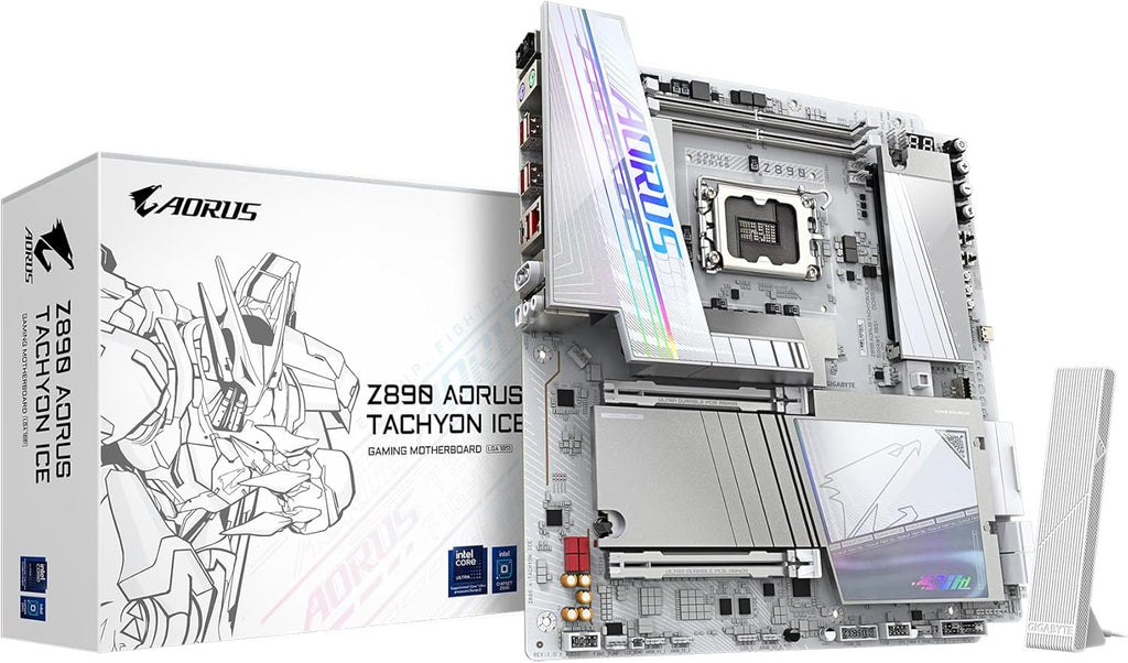 GIGABYTE Z890 AORUS Tachyon ICE Intel Core Ultra (Series 2) LGA 1851 Motherboard, E-ATX, DDR5, 4X M.2, PCIe 5.0, Thunderbolt 4, WIFI7, 5GbE LAN, D5 Bionic Corsa