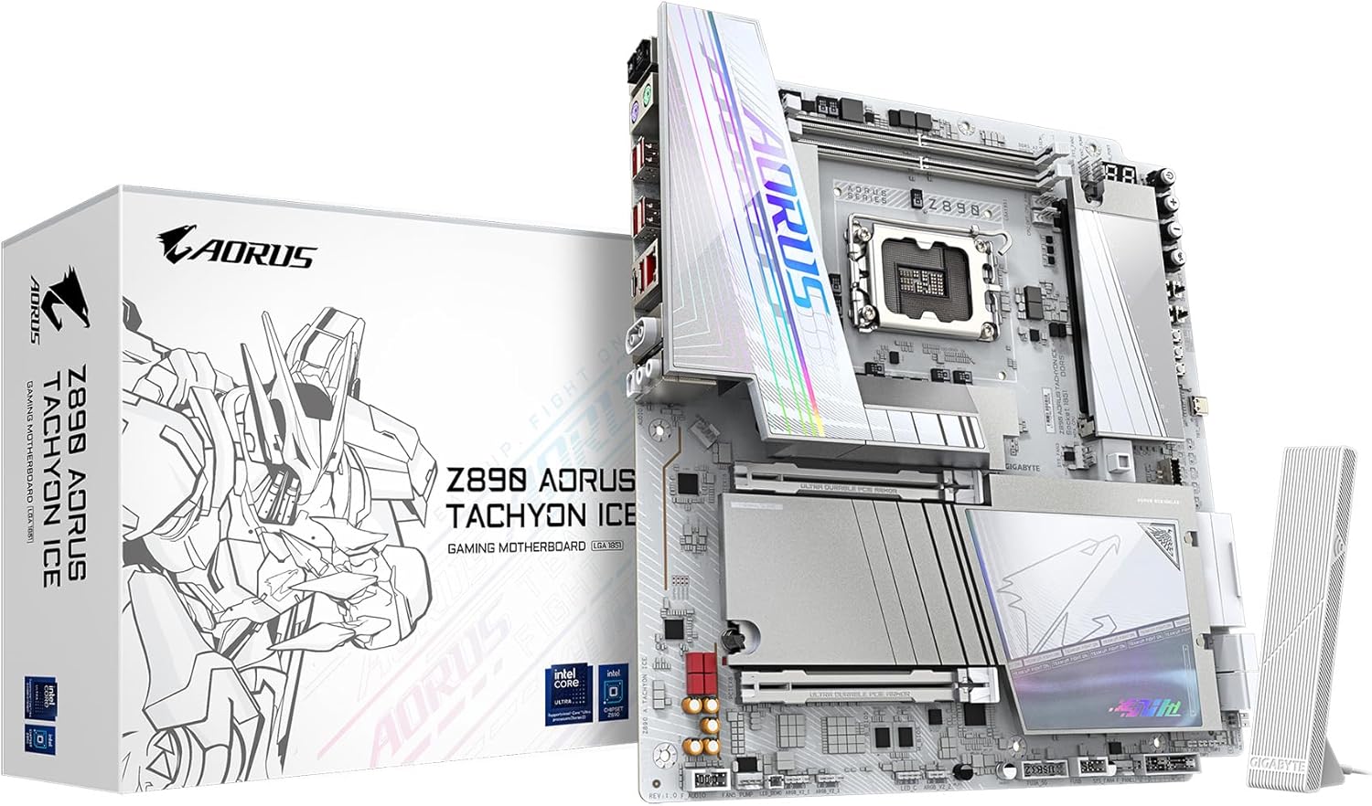 GIGABYTE Z890 AORUS Tachyon ICE Intel Core Ultra (Series 2) LGA 1851 Motherboard, E-ATX, DDR5, 4X M.2, PCIe 5.0, Thunderbolt 4, WIFI7, 5GbE LAN, D5 Bionic Corsa