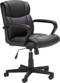 Amazon Basics Office Task Chair with Adjustable Height, 360° Swivel, Padded Armrests, Mid-Back, Rolling, 275 Pound Capacity, 24.2"D x 24"W x 34.8"H, Black Faux Leather