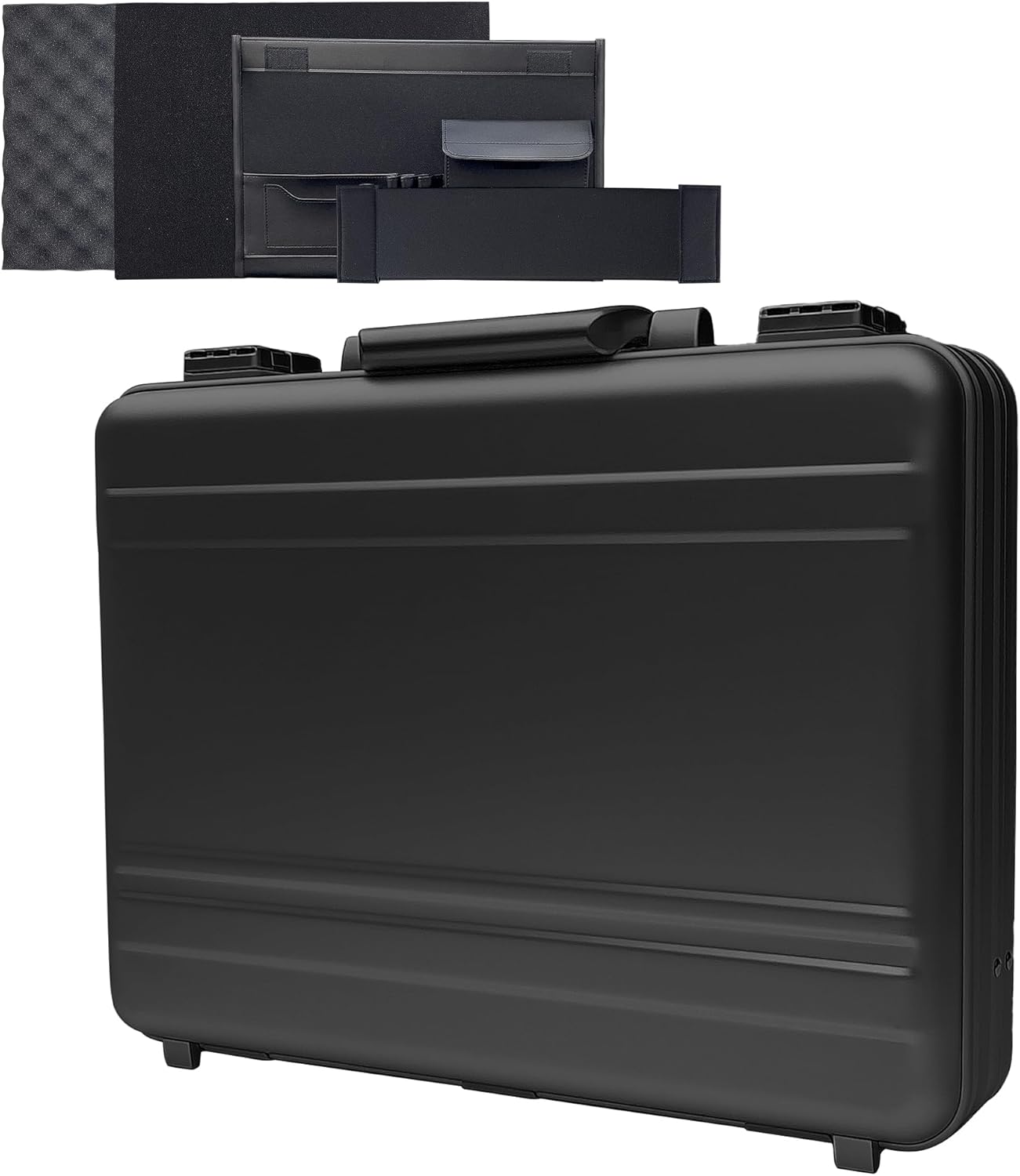 Aluminum Storage Case with Customizable Foam, 3-in-1 Modular Interior, Professional Briefcase with TSA Locks