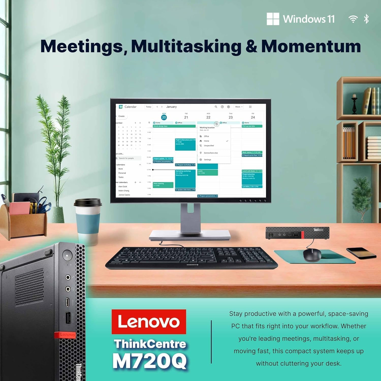 Lenovo M720Q ThinkCentre Mini PC | Windows 11 Pro | Intel i5-8400T | 32GB RAM + 1TB NVME | 5G WiFi + BT | Home or Office Micro Desktop Computer (Renewed)