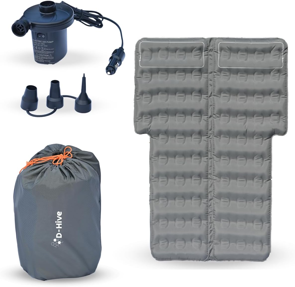 D-Hive Unbeatable Durability SUV Air Mattress for Car Camping, Durable Extra Thick 300D Oxford Fabric, Quick Easy Set-Up w/Electric Pump, Car Bed Mattress, Mattress for SUV, Air Mattress