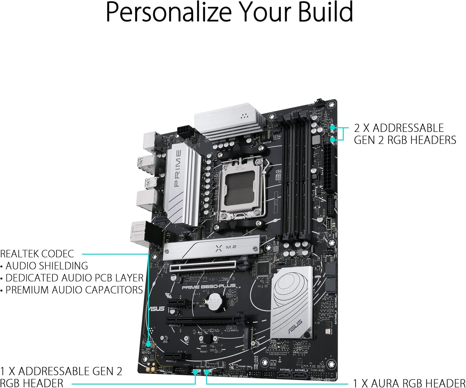 ASUS Prime B650-PLUS AMD B650 AM5 Ryzen™ Desktop 9000 8000 and 7000 ATX Motherboard, DDR5, PCIe 5.0 M.2, 2.5Gb LAN, DP, HDMI®, SATA 6Gbps, USB 3.2 Gen 2 & 1 Type-C®, BIOS Flashback™, USB4® Support