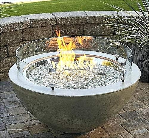 Hiland 22'' Round Tempered Glass Wind Screen for Fire Pit Table, Glass Wind Guard, 6'' in Height, Hardware Included, Easy Assembly
