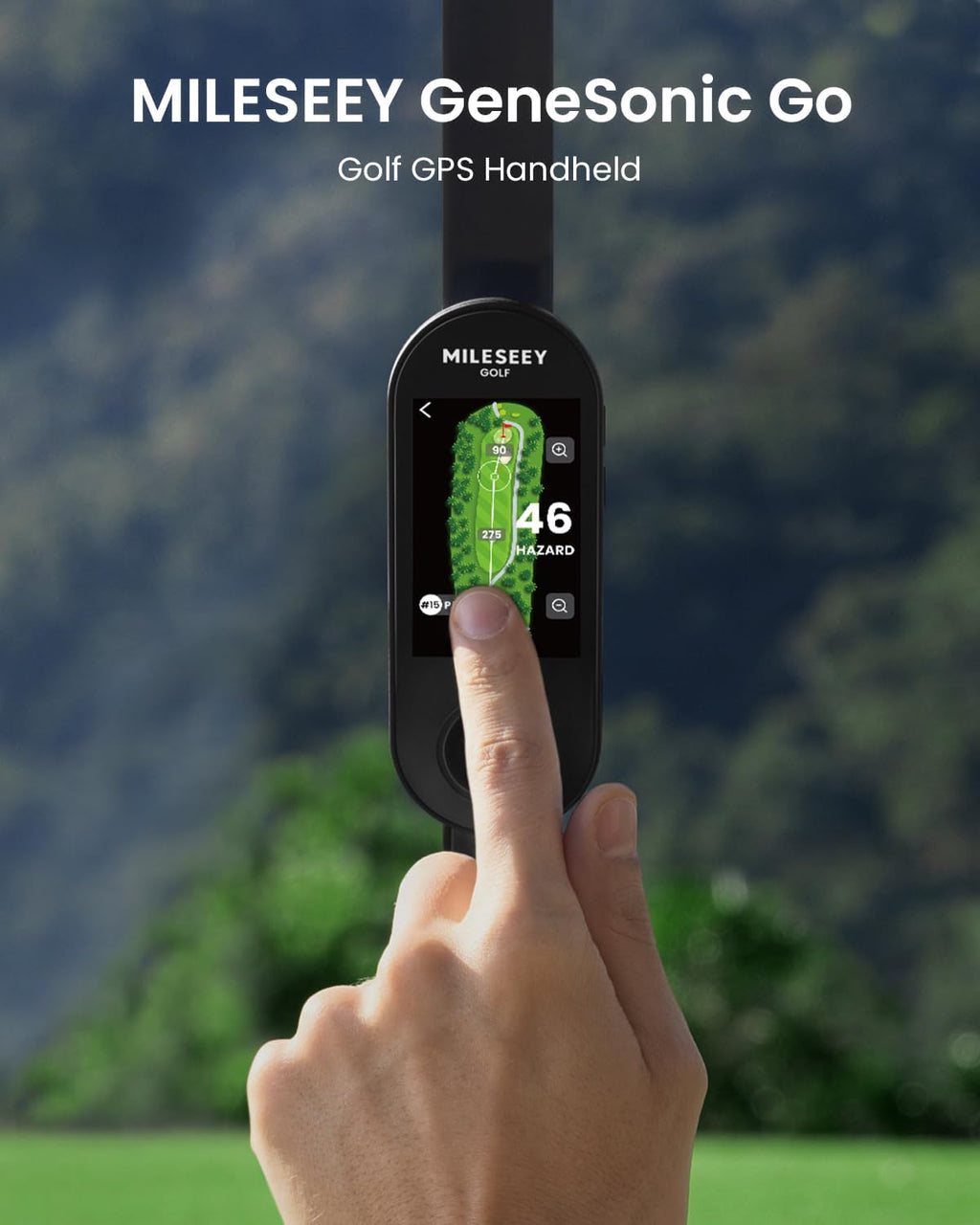 MILESEEY GeneSonic Go Handheld Golf GPS Rangefinder, 43000+ No Subscription Preloaded Courses, Auto Hole Golf Yardage Device, Touchscreen, 10H Battery, Magnetic, Waterproof, Hazard, Green Distances