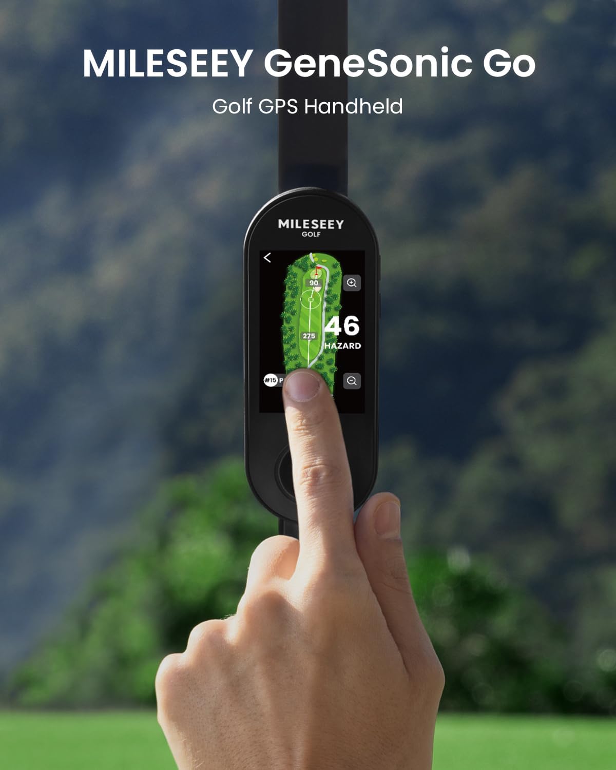 MILESEEY GeneSonic Go Handheld Golf GPS Rangefinder, 43000+ No Subscription Preloaded Courses, Auto Hole Golf Yardage Device, Touchscreen, 10H Battery, Magnetic, Waterproof, Hazard, Green Distances