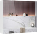 DICTAC Medicine Cabinet Bathroom Mirror Cabinet with 3 Door 27.6x23.62 Inch Bathroom Wall Cabinet with Mirror Wall Mirror Storage Shelf with 3-Adjustable Shelves Storage Organizer Cupboard,White