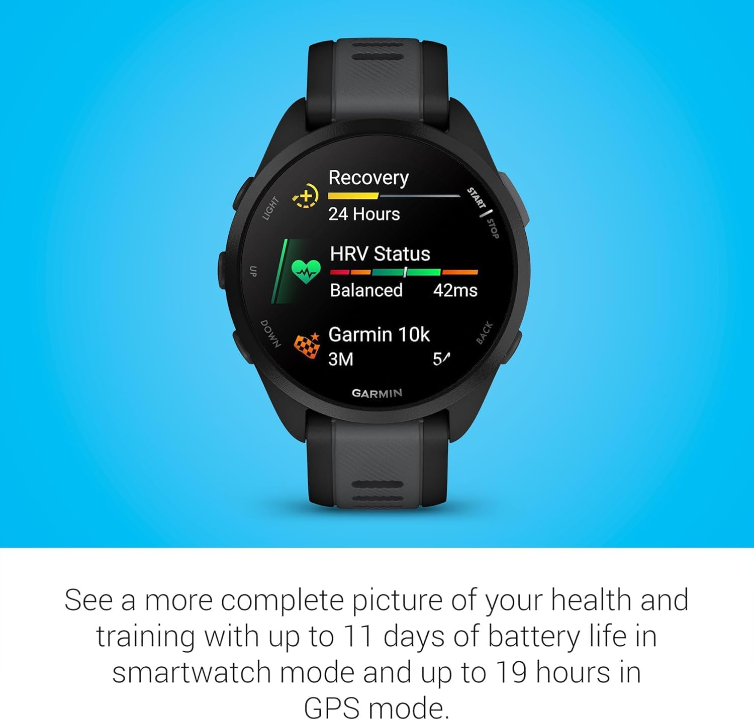 Garmin Forerunner 165, G010-N2863-20 GPS, Black/Slate Grey, WW (Renewed)