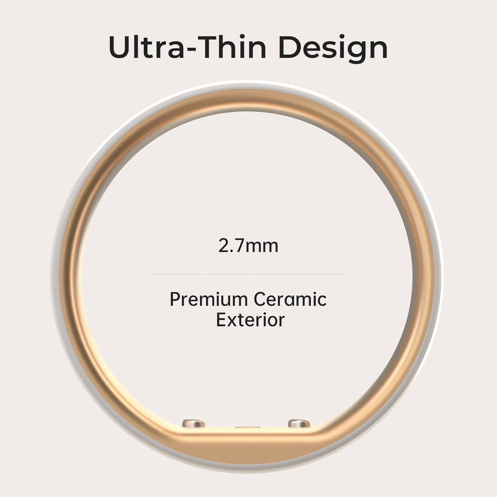 femometer Smart Ring Gen2 Ceramic | Sleep, Heart Rate & Cycle Monitoring with Free Subscription | Women's Health & Fertility Tracker with BBT Technology | Size Before You Buy - Size 8