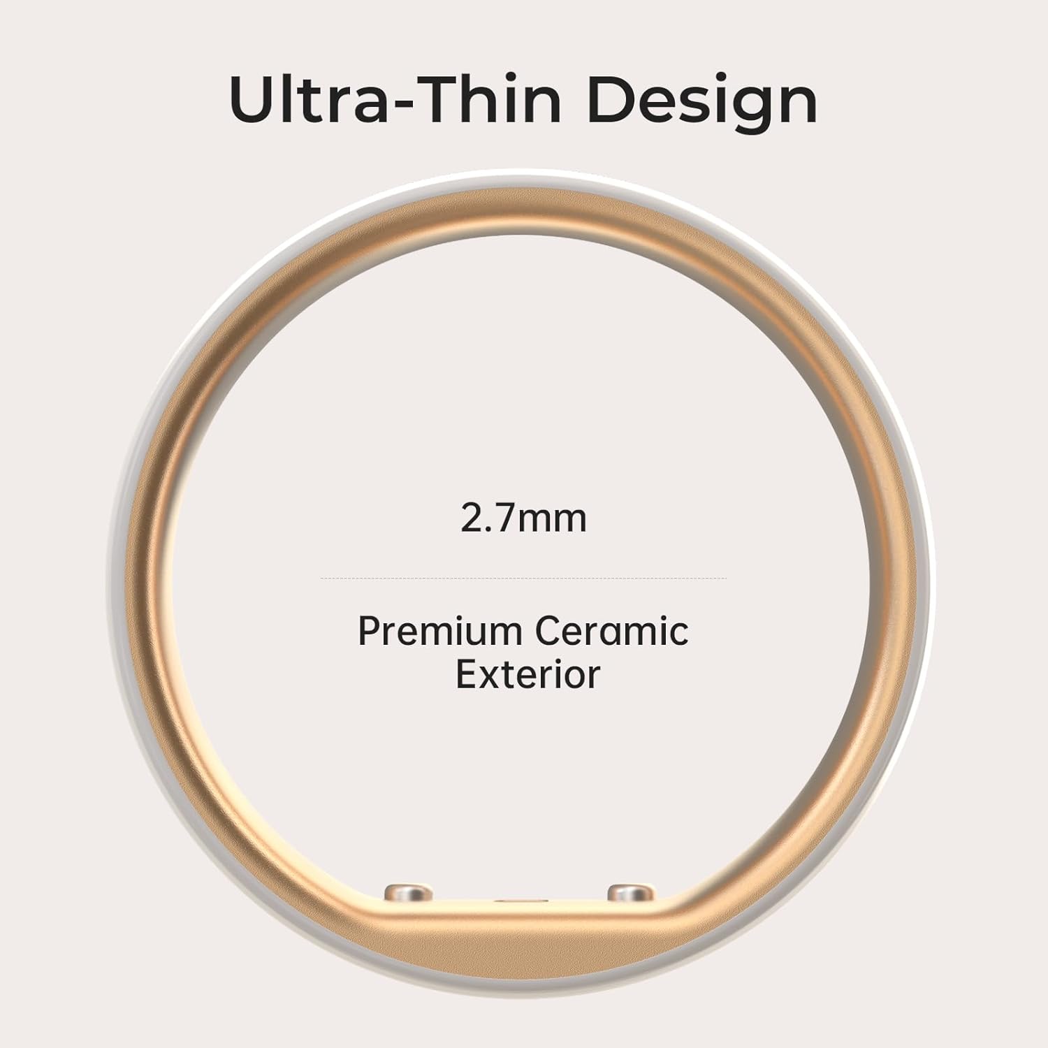 femometer Smart Ring Gen2 Ceramic | Sleep, Heart Rate & Cycle Monitoring with Free Subscription | Women's Health & Fertility Tracker with BBT Technology | Size Before You Buy - Size 8