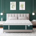 Queen Mattress, 14 Inch Hybrid Mattresses Green with Gel Memory Foam and Individually Pocket Innerspring Euro Top Medium Firm for Motion Isolation, Edge Support