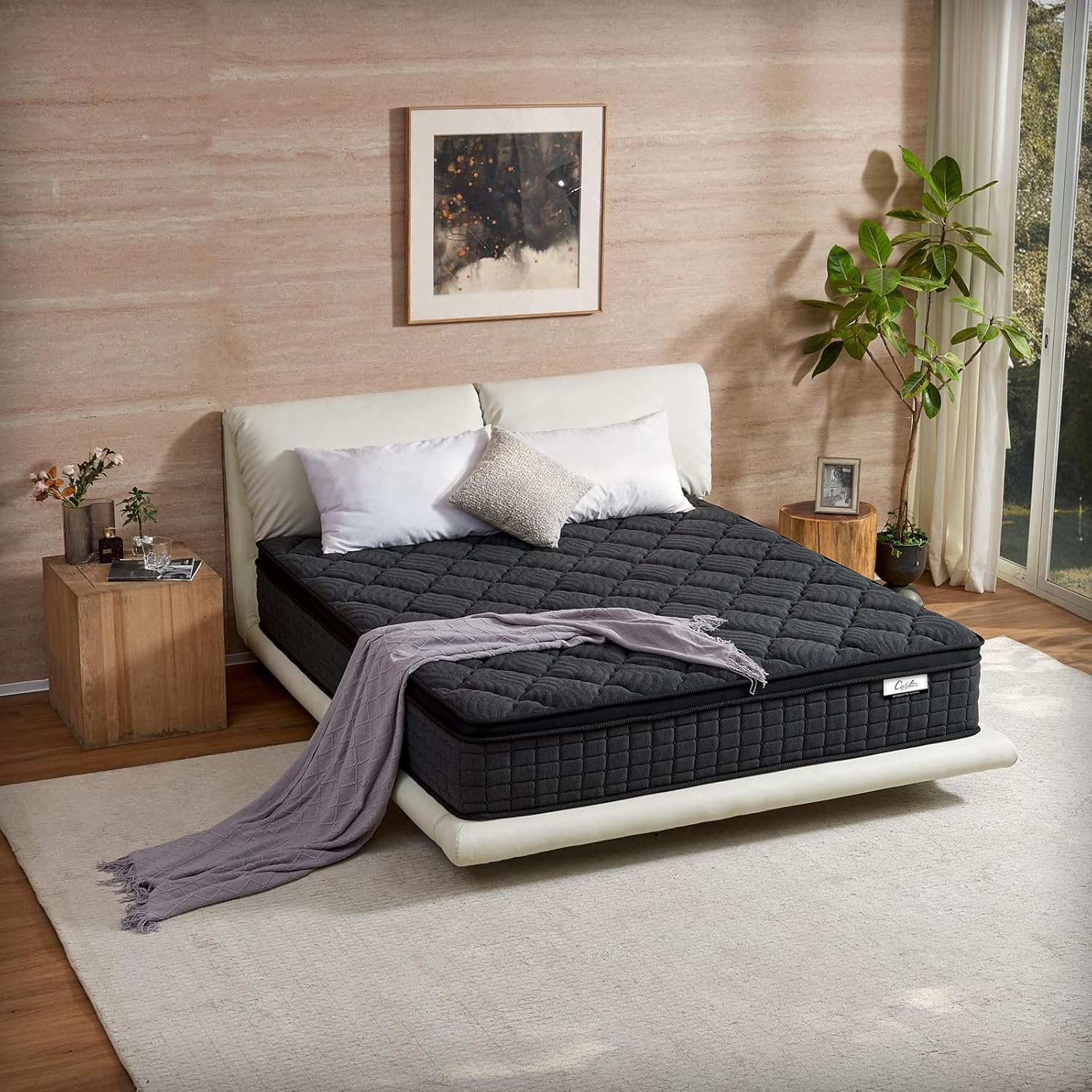 Queen Mattress, 12 Inch Hybrid Queen Size Mattress with Pocketed Springs and Comfort Foam, Pillow Top Mattress in a Box, Motion Isolation, Pressure Relief, Medium Firm Feel, CertiPUR-US