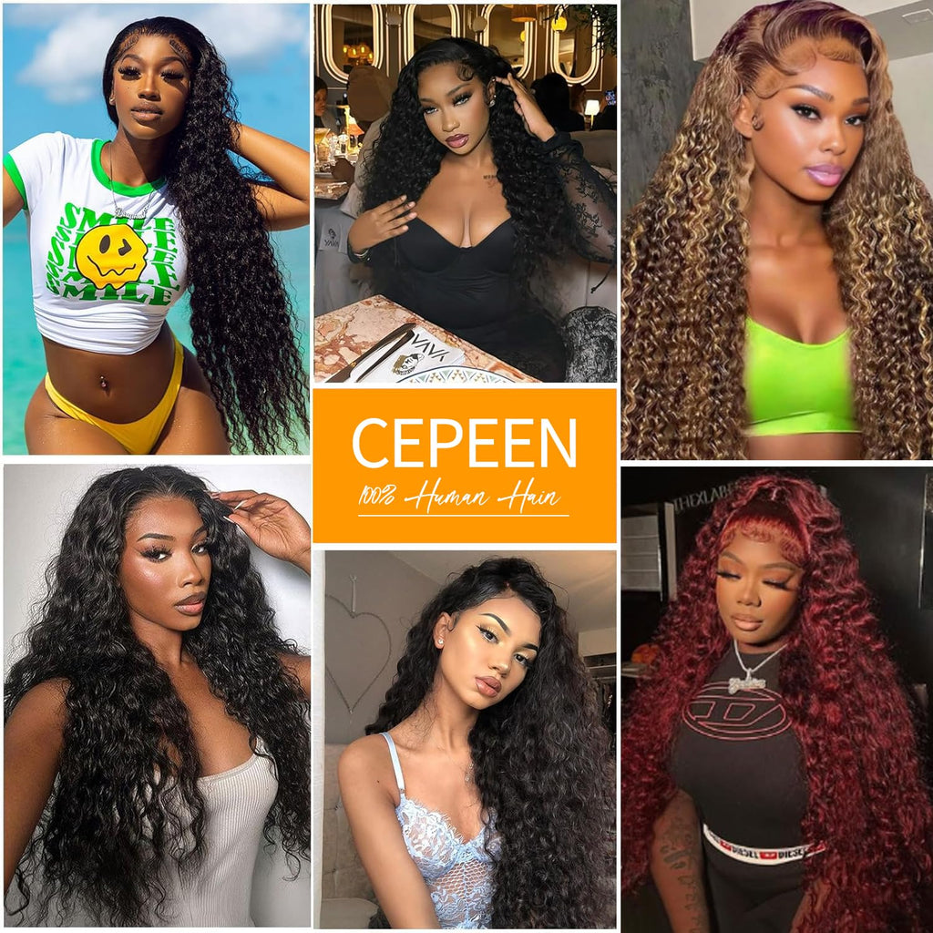 12A Human Hair Bundles with Closure 16 18 20+14 Inch Deep Wave Curly Bundles Human Hair Brazilian Raw Hair Bundles with 4x4 Lace Closure Natural Color