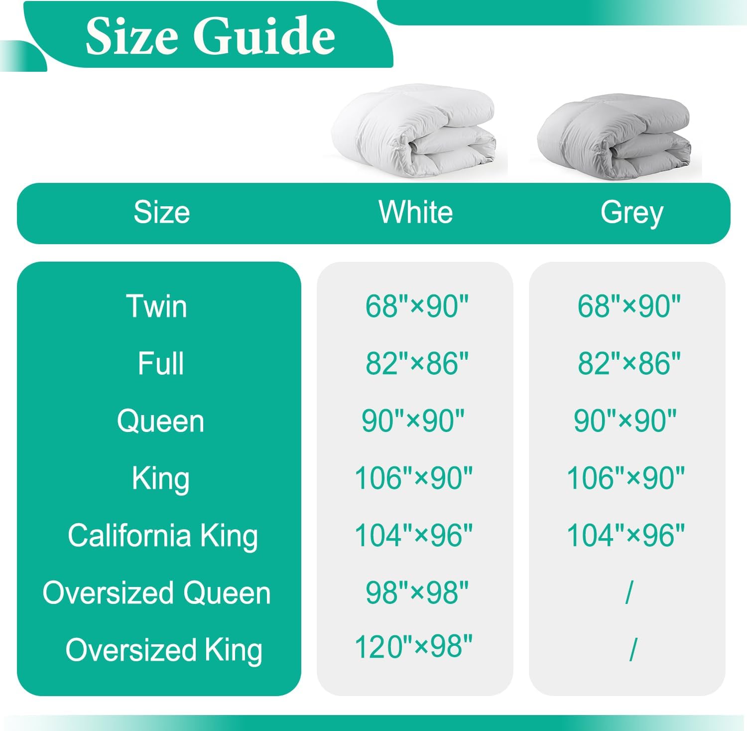 APSMILE Oversized King Feathers Down Comforter - Ultra Soft All Seasons 100% Organic Cotton Duvet Insert Medium Warm Quilted Bed Comforter with Corner Tabs (120x98, White)