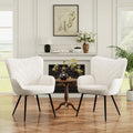 MALOL Mid-Century Sherpa Upholstered Accent Chair, Cozy Armchair with Curved Backrest, Sturdy Metal Legs, Soft Fabric Chair for Living Room, Bedroom & Reading Area,Beige