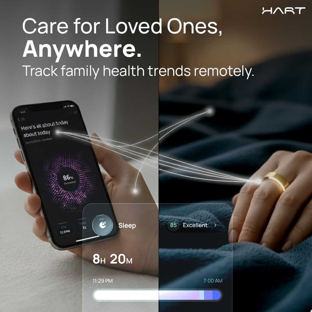 HART X2 Smart Ring for Women & Men, Buy Sizing Kit First, Advanced Health & Fitness Ring with Sleep Tracker, 8+ Days Battery, 50m Waterproof, No Subscription, Charging Case, Frost Silver 6