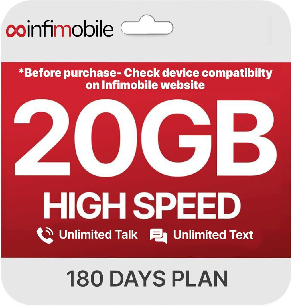 $18.6/Month | Infimobile Prepaid Unlimited Plan: 6 Months | 20GB High-Speed Data Per Month | Unlimited Data Talk & Text | Prepaid Plan Service SIM Card | Nationwide Coverage | 4G, 5G Network