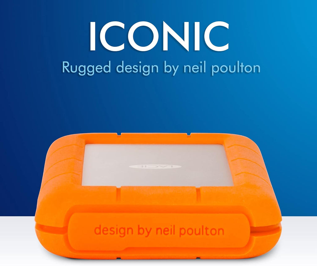 LaCie Rugged USB-C, 4TB, Portable External Hard Drive, Drop, Shock, Dust, Rain Resistant, for Mac & PC (STFR4000800)