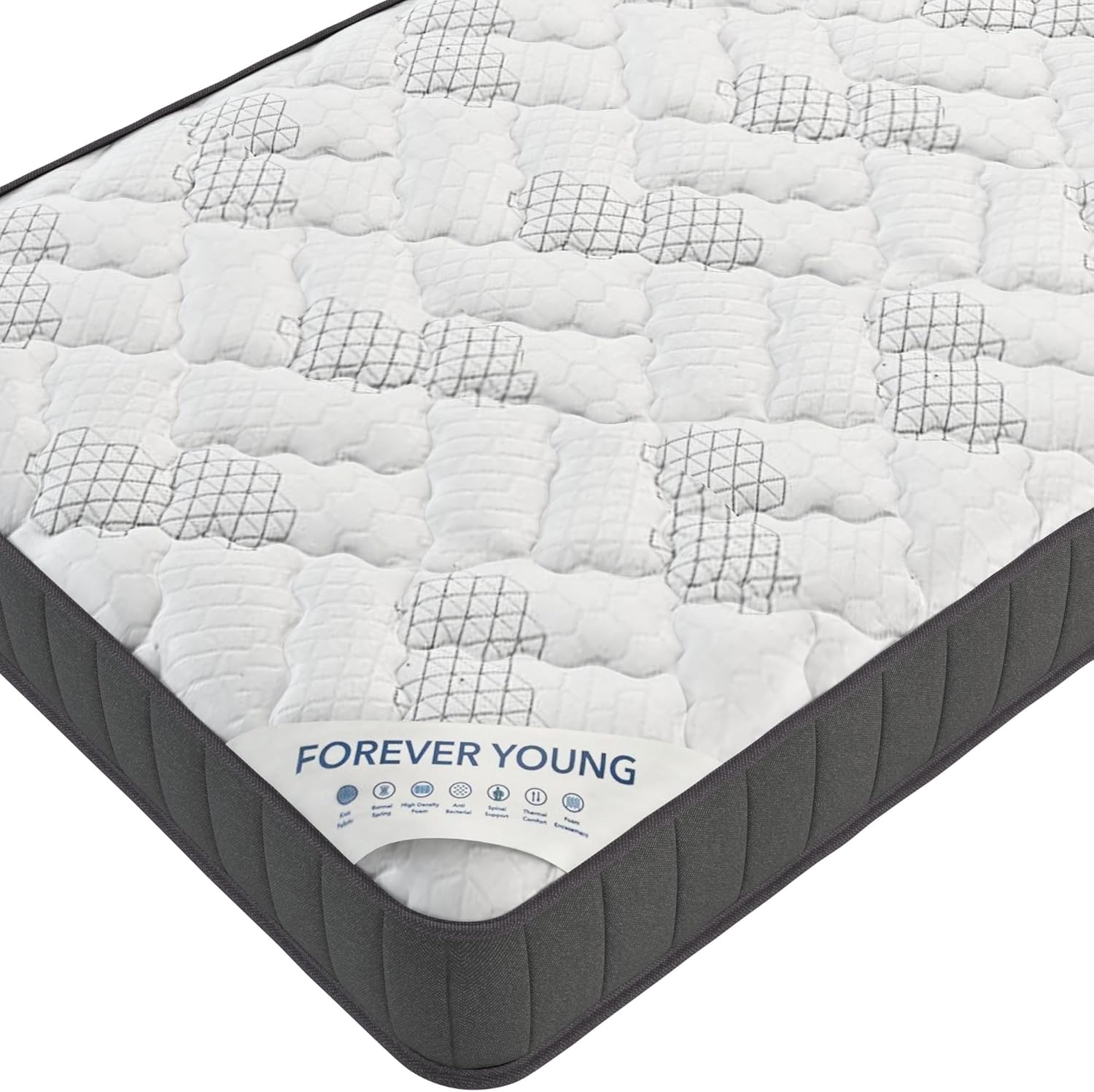 Ottomanson 9" Hybrid Twin Mattress - Firm - Made in USA - Individually Pocketed Coils & CertiPUR-US Foam - Fiberglass-Free - Bed in a Box