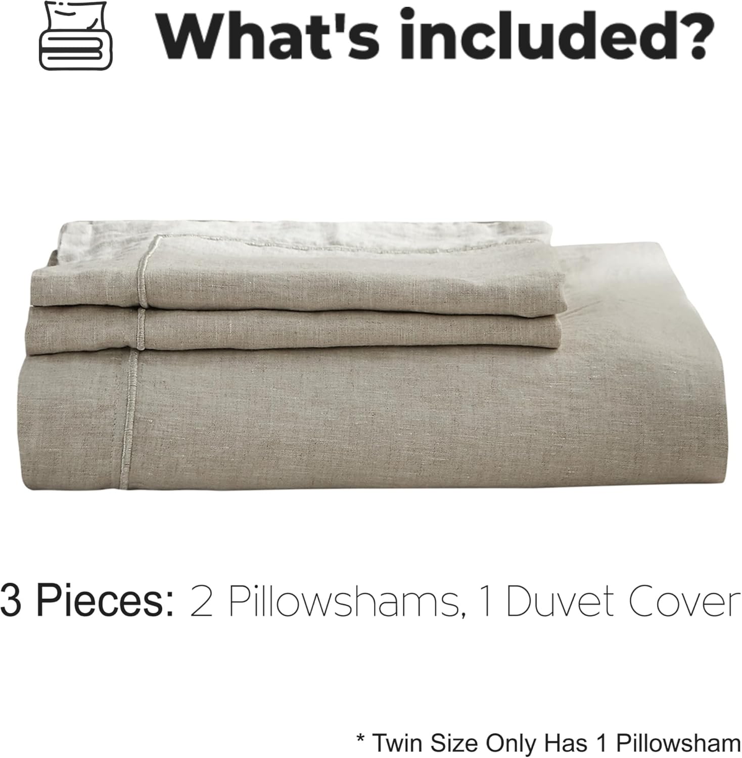 Simple&Opulence 100% Washed Linen Duvet Cover Set with Embroidered,3 Pieces Soft Farmhouse Comforter Set with Button Closure,1 Duvet Cover and 2 Pillowshams(King,Natural Linen)