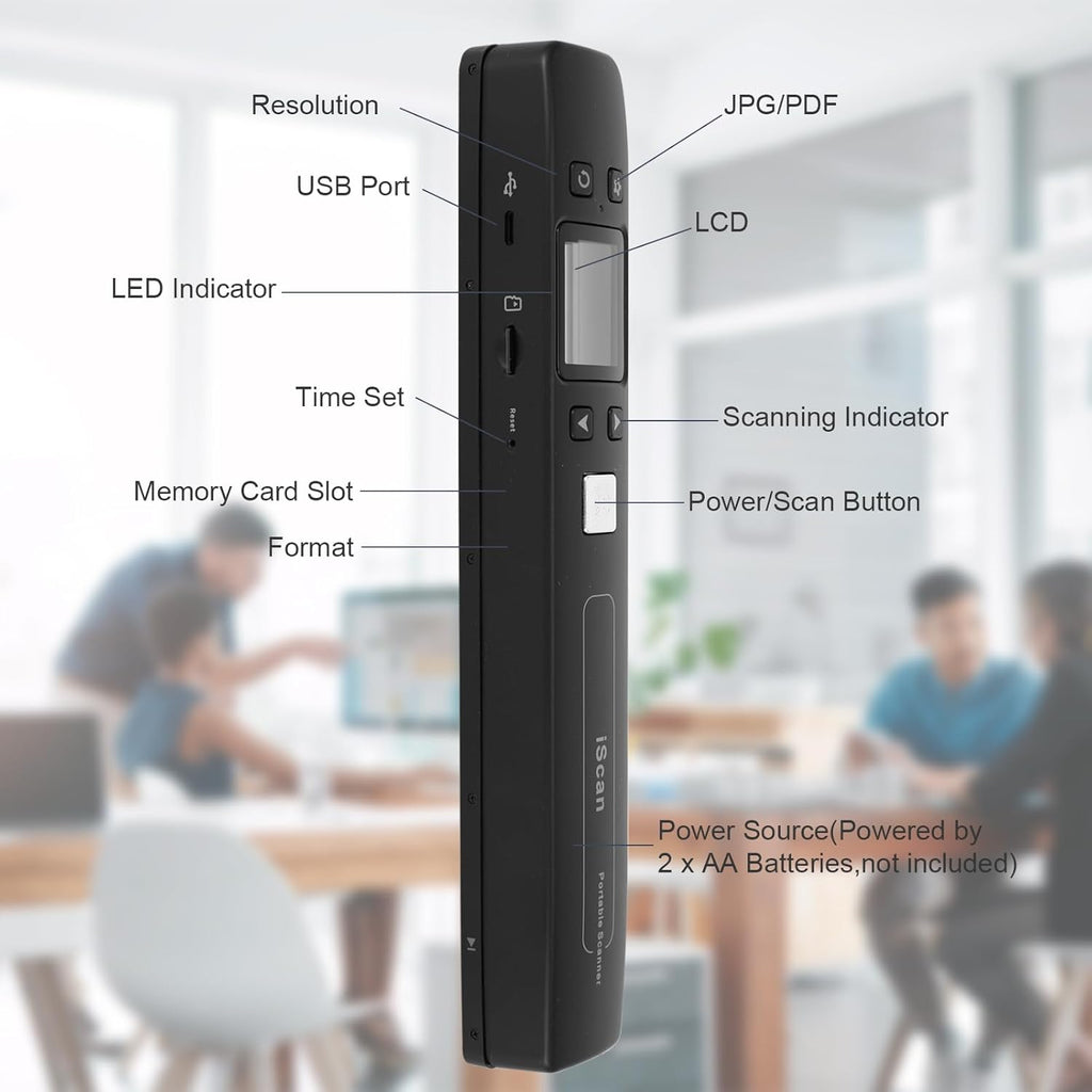 Portable Document Scanner - Upgrade Support WiFi & Rechargeable Handheld Portable Scanner Photo Scanner Mobile Scanner Handy Scan, JPG/PDF Format, UP to 1050 DPI, with 16G SD Card