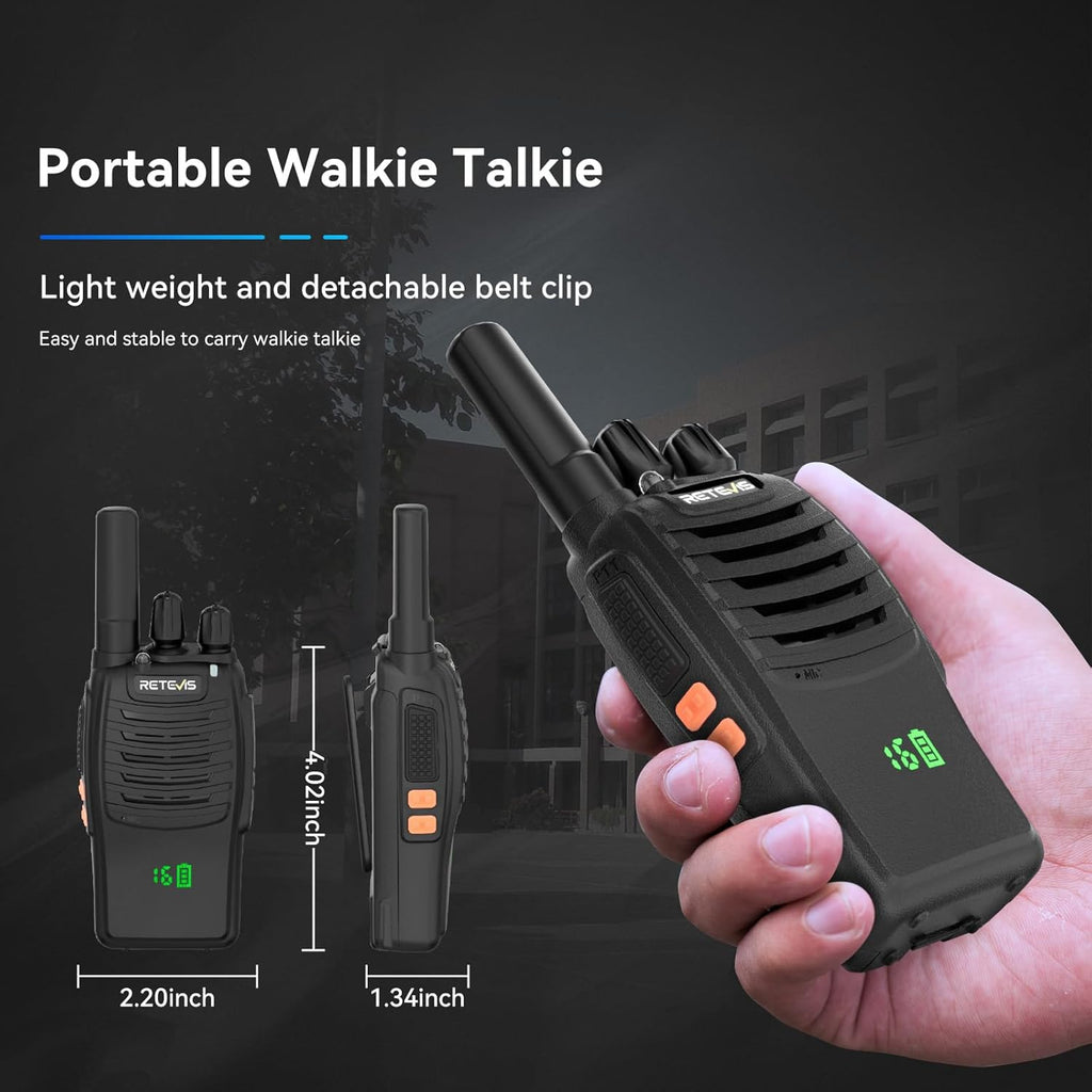 Retevis H-777H Walkie-Talkies with 6 Way Gang Charger,2 Way Radios with Earpiece,Hidden LED Segment Displays,Flashlight,USB-C,VOX,Portable FRS Two-Way Radios for Retail Property Church Hotel(6 Pack)
