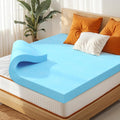 CHUN YI Memory Foam Mattress Topper, Cooling Gel Infused Bed Topper for Pressure Relief, CertiPUR-US Certified Memory Foam Mattress Pad(4", Queen)