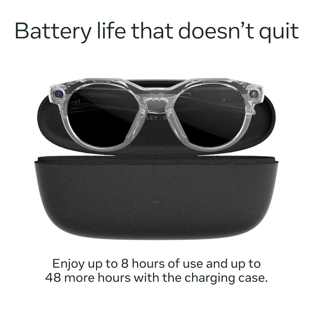 Oakley Meta HSTN, Clear | Smart AI Glasses for Men, Women — Performance for Sports, Athletes — Camera, Audio, Video — 8 Hour Battery — 3K HD Resolution — Clear to Grey Transitions® Lenses