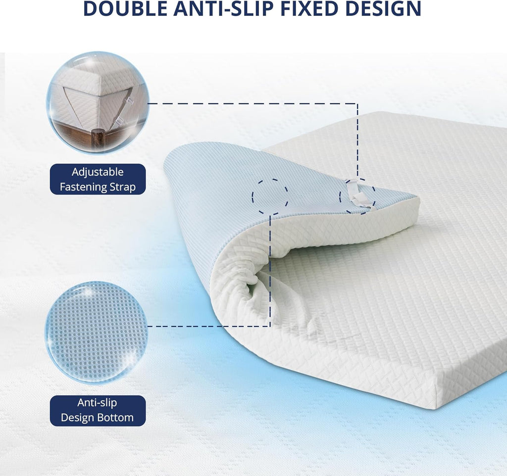 3 Inch Gel Memory Foam Mattress Topper Queen Size, Cooling Bed Topper for Pressure Relief with Removable Breathable Soft Cover, CertiPUR-US Certified