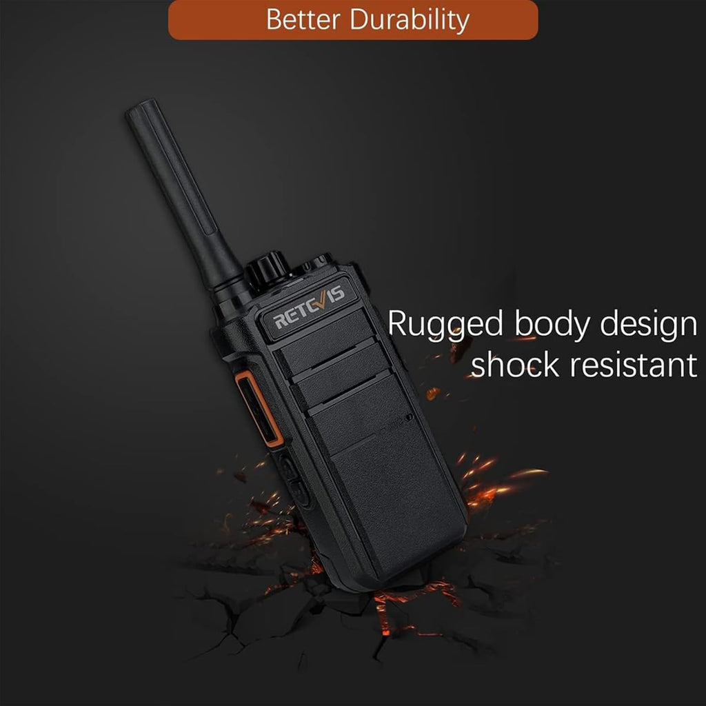 Retevis RB26 2 Way Radios Long Range,Work Walkie Talkie with Earpiece Bulk,21-Hours,USB-C,GMRS Repeater Capable,Flashlight,Business Two-Way Radios Rechargeable for Adults School Church Retail(10 Pack)