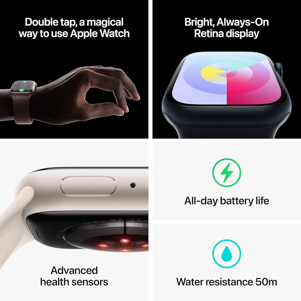 Apple Watch Series 9 GPS 45mm Midnight Aluminum Case with Midnight Sport Band M/L (Renewed)