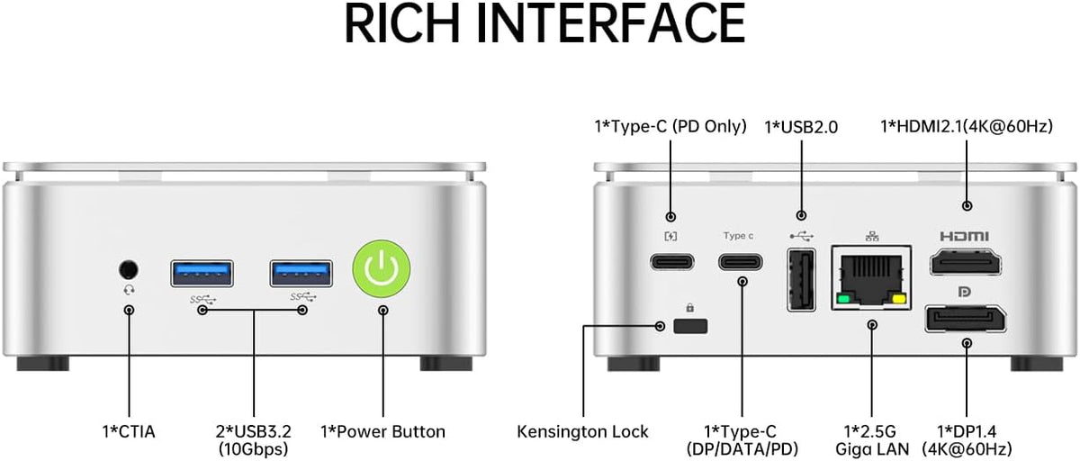 GMKtec Mini PC Computer, G10 Ryzen 5 3500U (Beats N150/4300U/3200U), 16GB RAM 512GB SSD 2.5GbE NIC LAN Desktop Office Home Business HTPC, Triple 4K Display, WiFi, BT, USB-C, DP, Type-C PD, HDMI 2.1