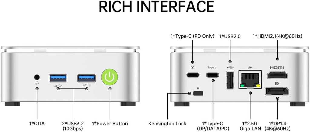GMKtec Mini PC Computer, G10 Ryzen 5 3500U (Beats N150/4300U/3200U), 16GB RAM 512GB SSD 2.5GbE NIC LAN Desktop Office Home Business HTPC, Triple 4K Display, WiFi, BT, USB-C, DP, Type-C PD, HDMI 2.1