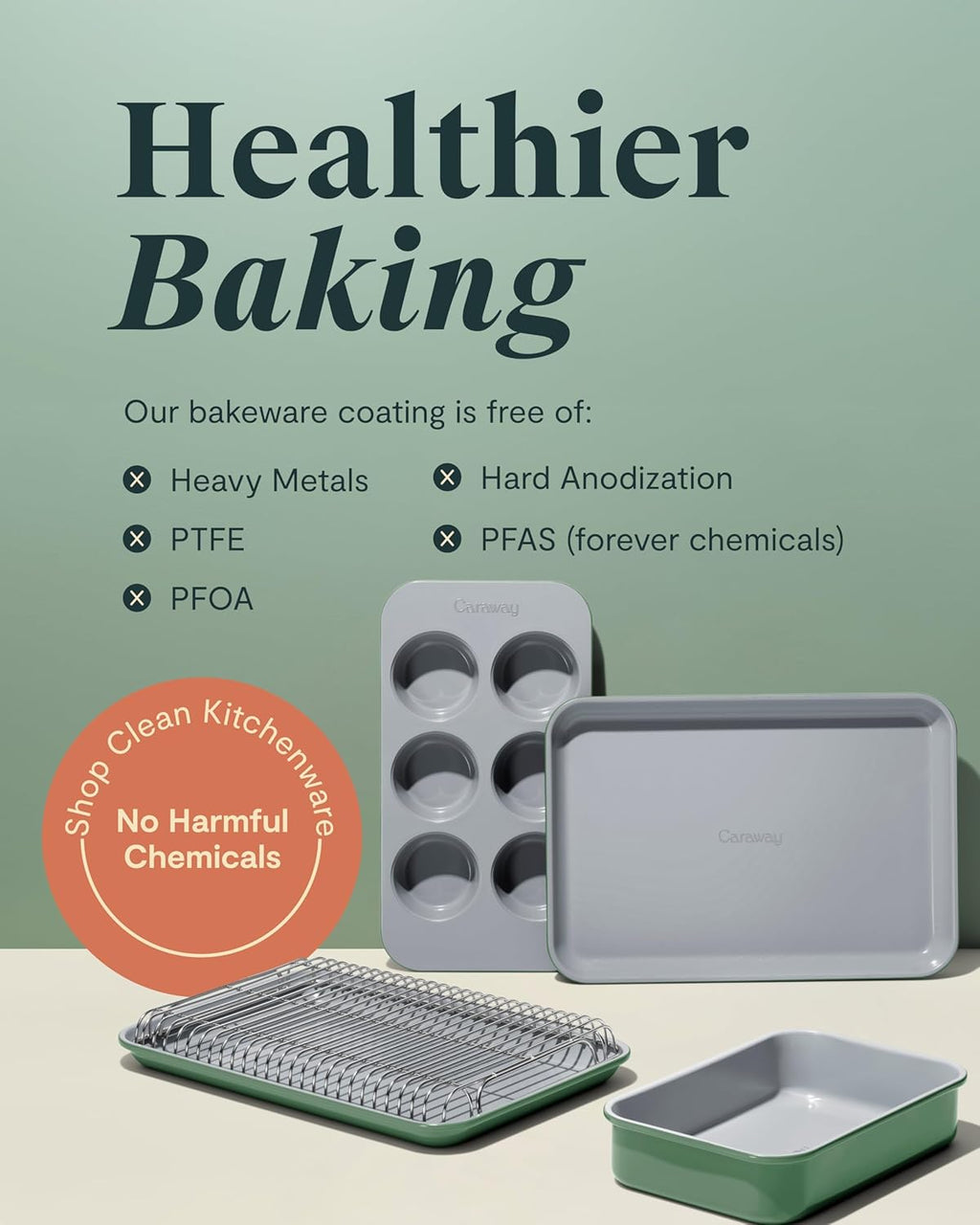 Caraway Mini Bakeware Set – Naturally Non-Stick, Non-Toxic Ceramic Coating – Compact Baking Pans Set for Small Kitchens & Ovens – Includes Baking Sheets, Muffin Pan, Cooling Rack & Storage - Gray