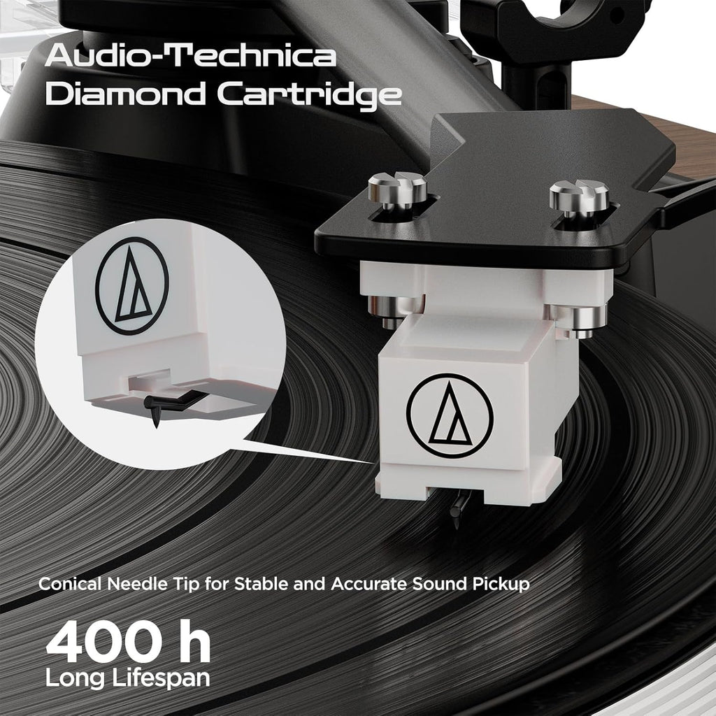 XJ-HOME Vinyl Record Player, All-in-one Record Player with Built-in Speakers, Bluetooth Turntable for High Fidelity Sound, RCA Out/AUX-in, 2 Speed, for Home Decor and Beginners