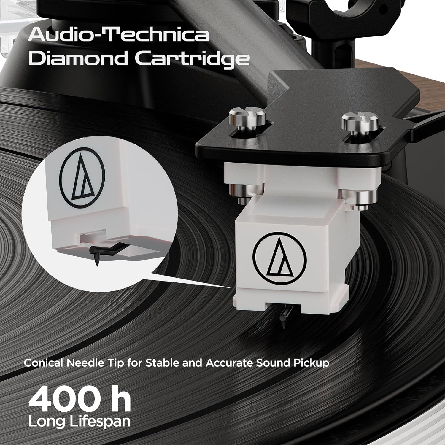 XJ-HOME Vinyl Record Player, All-in-one Record Player with Built-in Speakers, Bluetooth Turntable for High Fidelity Sound, RCA Out/AUX-in, 2 Speed, for Home Decor and Beginners