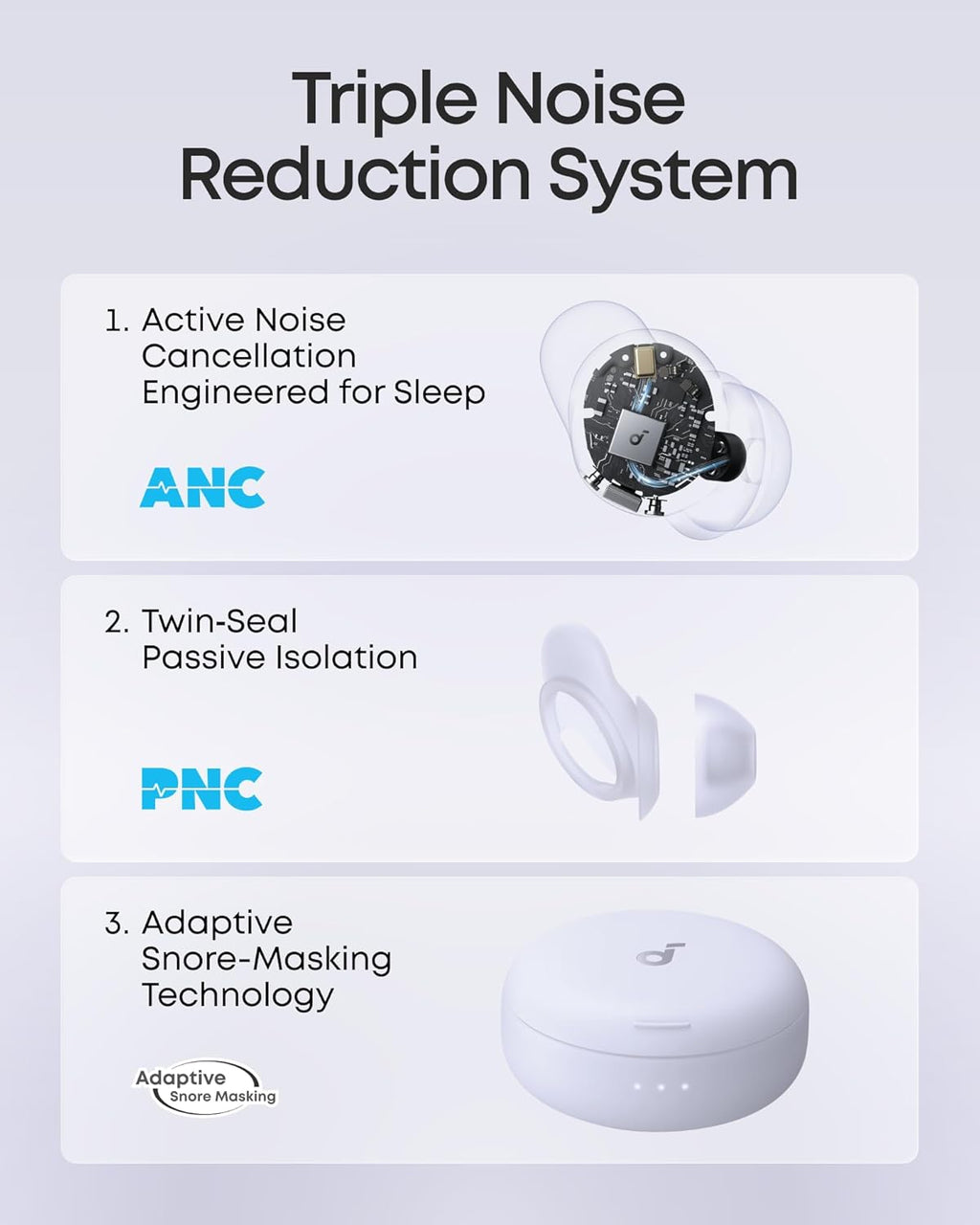Soundcore Sleep A30 Special by Anker, Sleep Earbuds, ANC, Passive Isolation, Snore Masking Sleep Headphones, Extensive Sleep Audio, Ultra Comfort for Side Sleepers, 8-10H Playtime