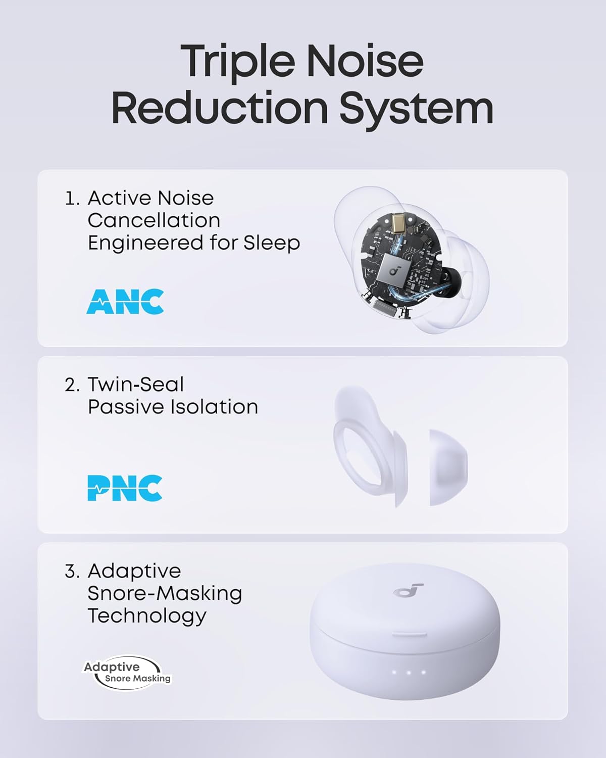 Soundcore Sleep A30 Special by Anker, Sleep Earbuds, ANC, Passive Isolation, Snore Masking Sleep Headphones, Extensive Sleep Audio, Ultra Comfort for Side Sleepers, 8-10H Playtime