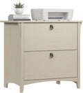 Bush Home Salinas 2 Drawer Lateral File Cabinet in Antique White, Home Office Storage Solution, Organizer with Drawers for Workspace, Filing Unit