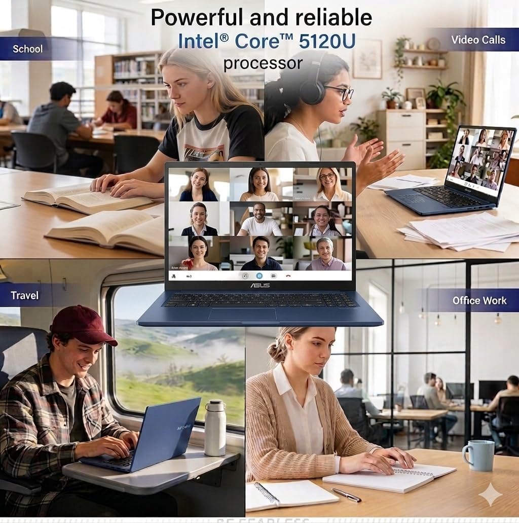 ASUS Vivobook 14 14" FHD Business Laptop, Intel 10-Core 5 120U, 8GB RAM 256GB SSD, Win 11 WiFi 6 Bluetooth Private Webcam Gaming Computer for Creator Designer School Student Study Work w/GM Accessory